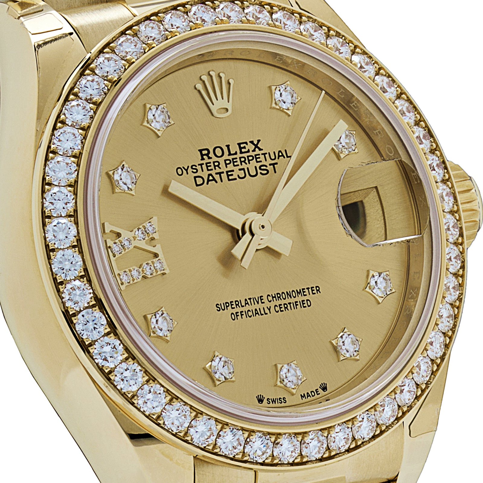 Rolex Datejust 28 279138RBR 'Ladies' Yellow Gold Champagne Diamond Dial President (2022)