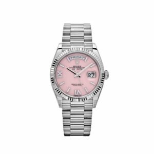 Rolex Day-Date 36 128239 White Gold Pink Opal Diamond Roman Numerals Dial