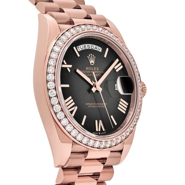 Rolex Day-Date 40 228345RBR Rose Gold Diamond Bezel Slate Ombre Dial