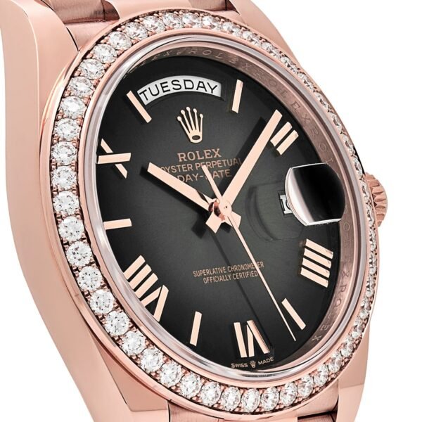 Rolex Day-Date 40 228345RBR Rose Gold Diamond Bezel Slate Ombre Dial