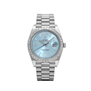 Rolex Day-Date 40 228396TBR Platinum Diamond Bezel Ice Blue Diamond Dial (2017)