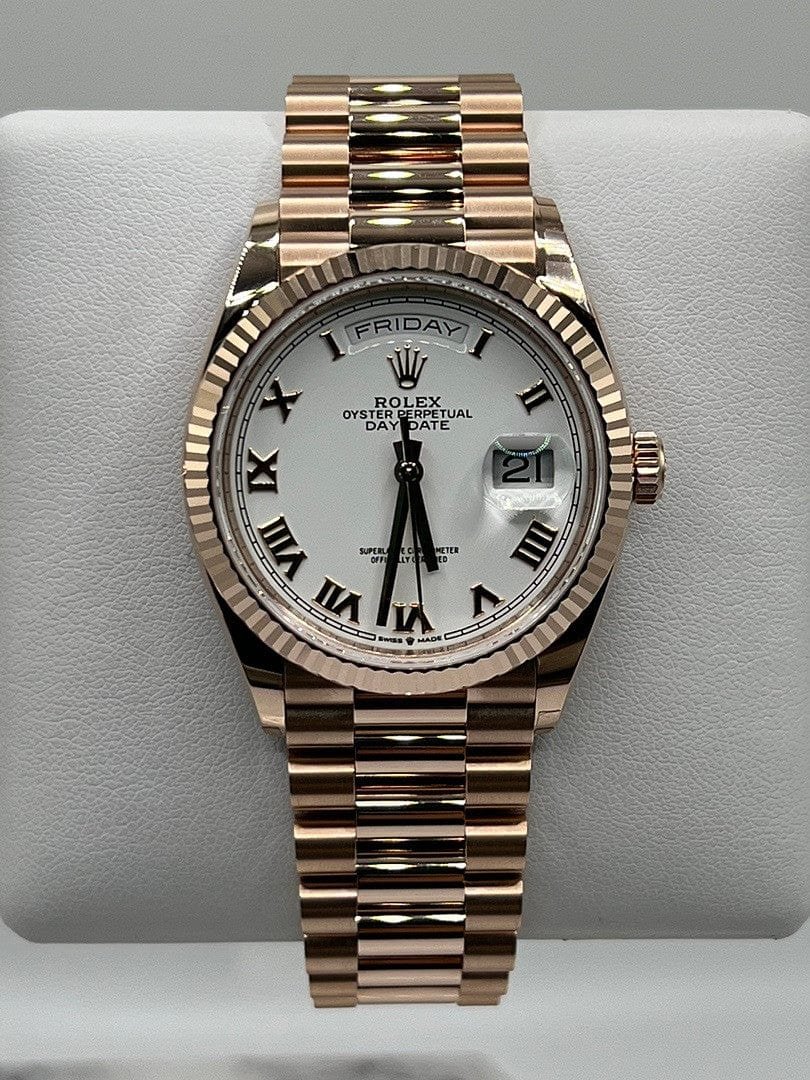 Rolex Day-Date 36 128235 Rose Gold White Dial