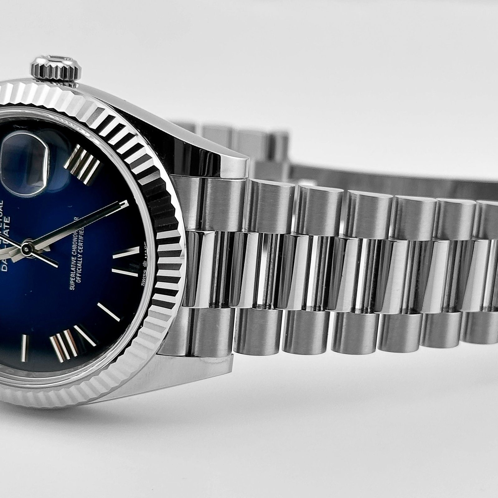 Rolex Day-Date 40 228239 White Gold Blue Ombre Roman Numeral Dial (2024)