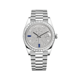 Rolex Day-Date 40 228396TBR Platinum Diamond Bezel Diamond-Paved Sapphire Dial (2024)