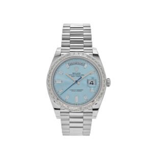 Rolex Day-Date 40 228396TBR Platinum Diamond Bezel Ice Blue Diamond Dial (2023)