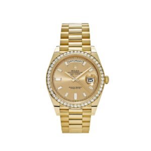 Rolex Day-Date 40 228348RBR Yellow Gold Diamond Bezel Champagne Diamond Dial