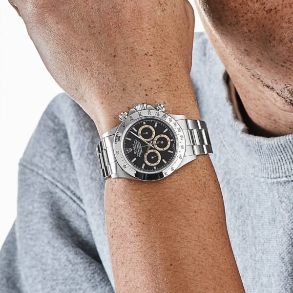 Rolex Daytona 16520 Stainless Steel Black Patrizzi Dial Zenith