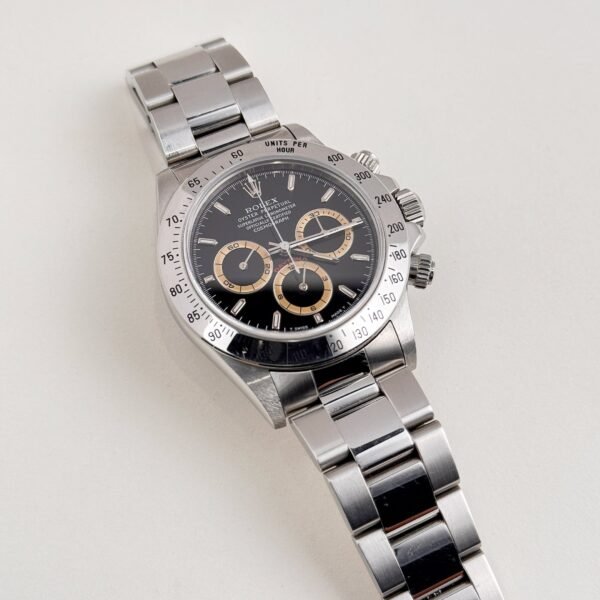 Rolex Daytona 16520 Stainless Steel Black Patrizzi Dial Zenith