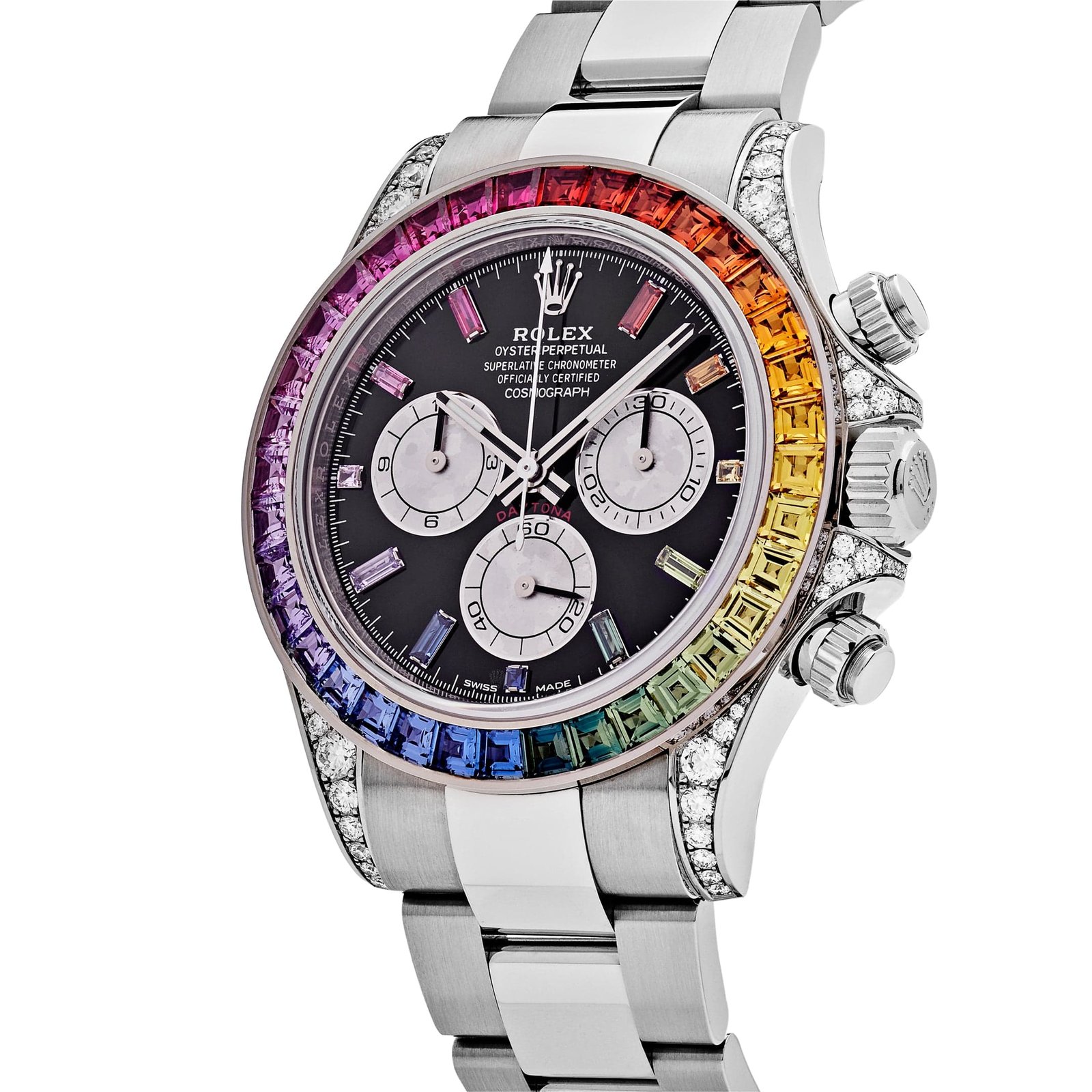 Rolex Daytona 116599RBOW 'Rainbow' White Gold Black Dial Sapphire Bezel