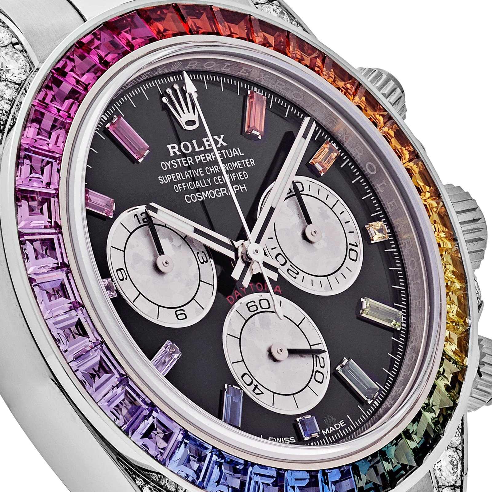 Rolex Daytona 116599RBOW 'Rainbow' White Gold Black Dial Sapphire Bezel