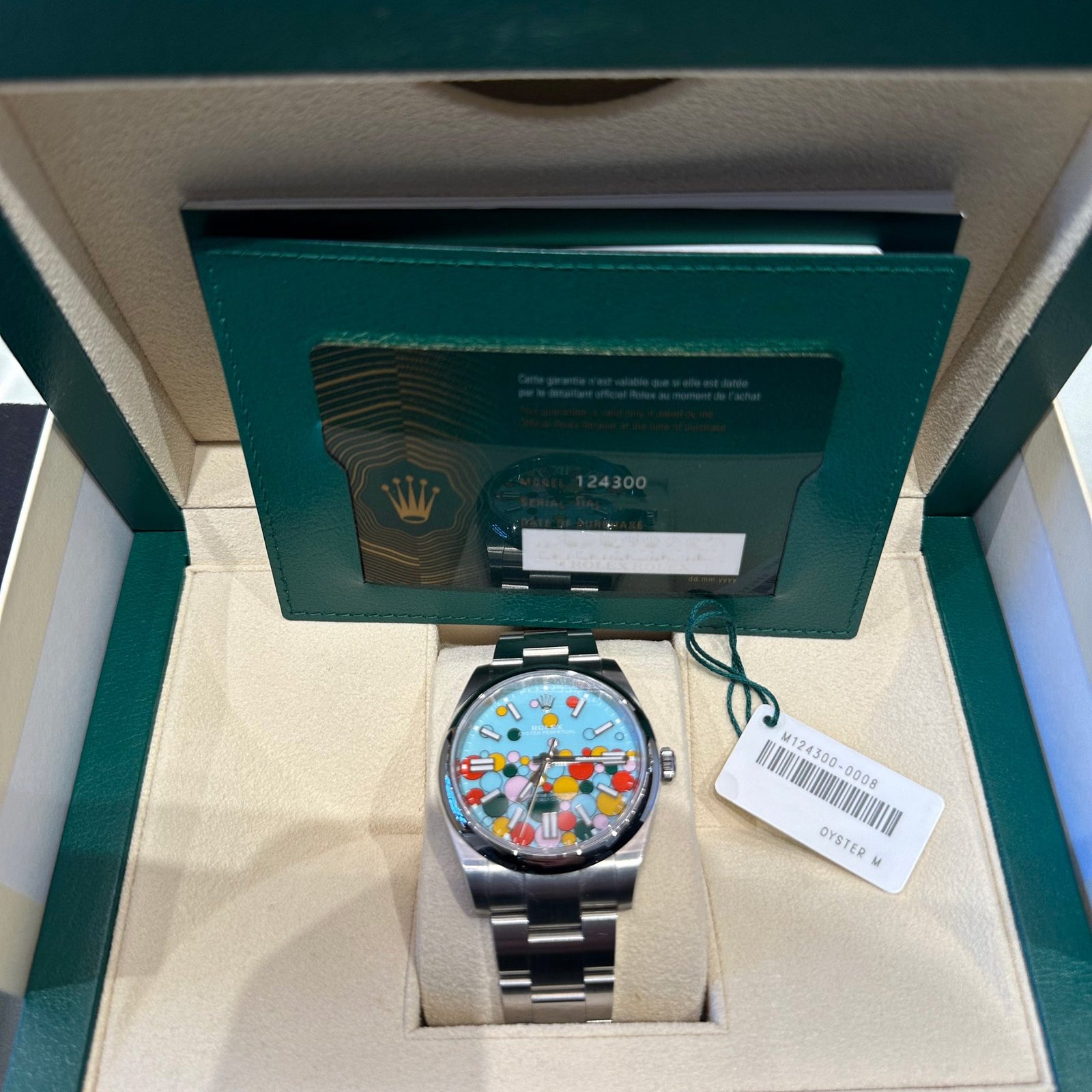 Rolex Oyster Perpetual 41 124300 Stainless Steel 'Celebration Motif' Dial (2024)