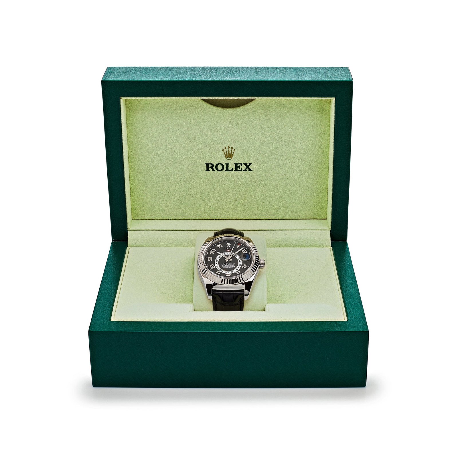 Rolex Sky-Dweller 326139 White Gold Black Dial Leather Strap