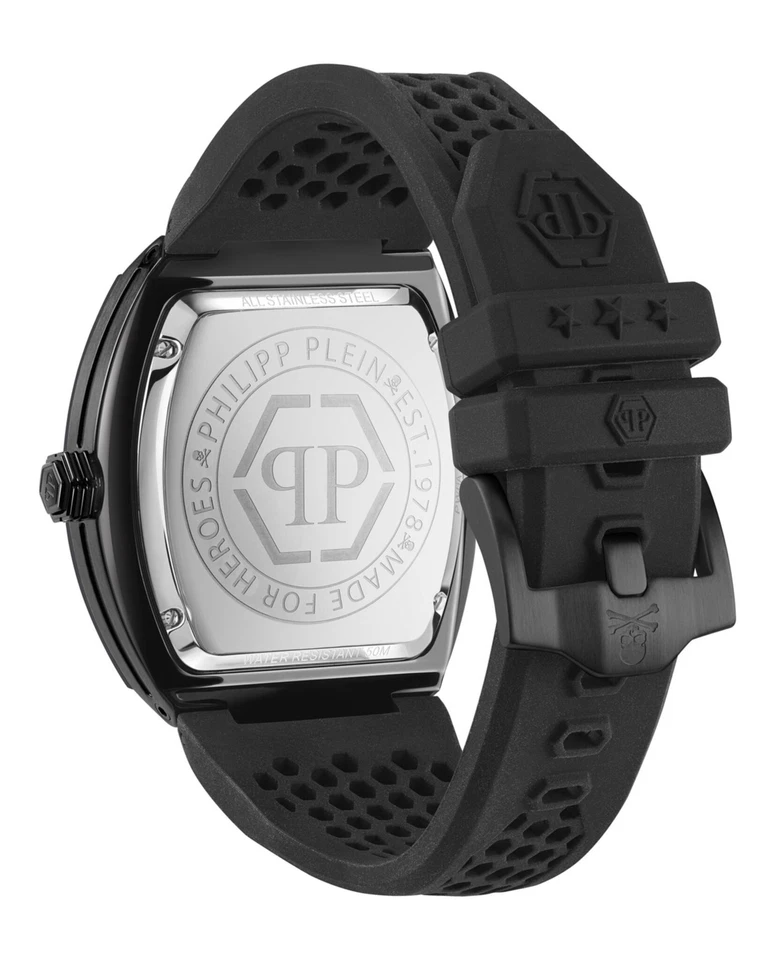 Philipp Plein Mens Black 44mm Strap Fashion Watch Black
