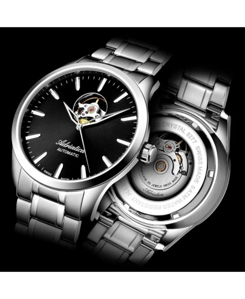 ADRIATICA Men Automatic Casual Watch Classic Dress Black Dial Waterproof Luxury
