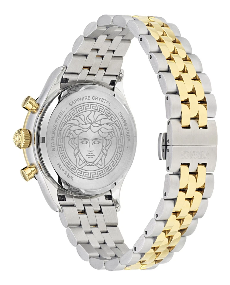 Versace Mens Two Tone 40mm Bracelet Fashion Watch