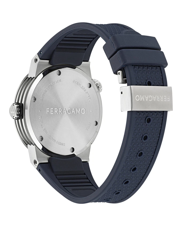 Ferragamo Mens Stainless Steel 43mm Strap Fashion Watch