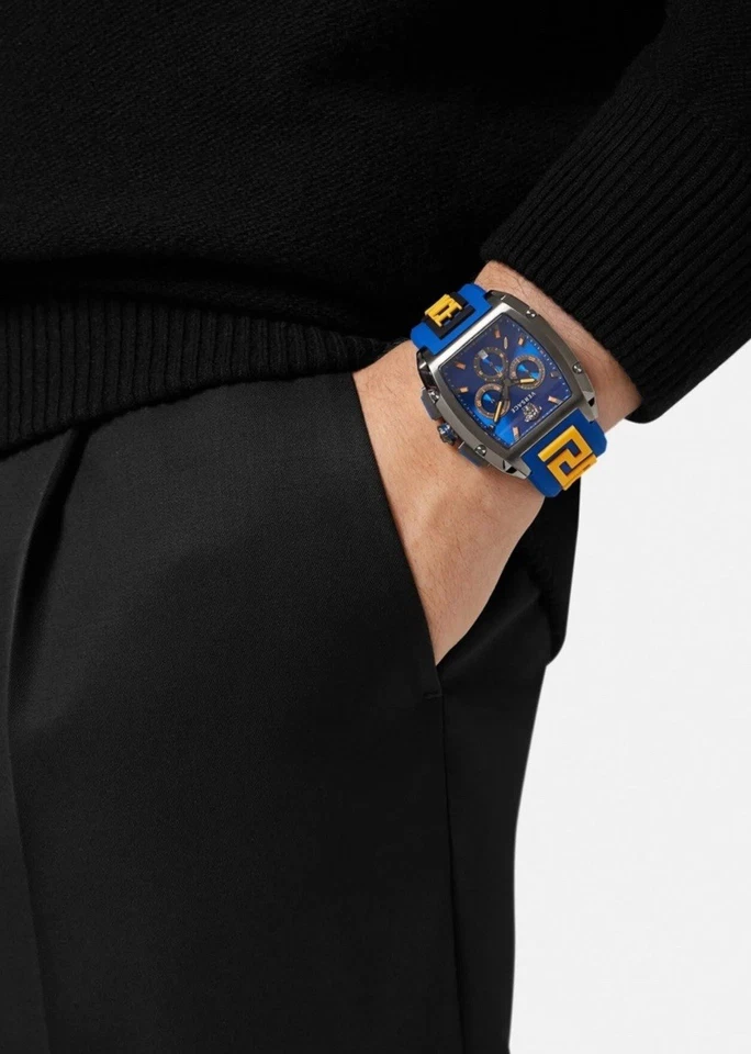 Versace Mens Versace Dominus IP Gunmetal 49mm Strap Fashion Watch