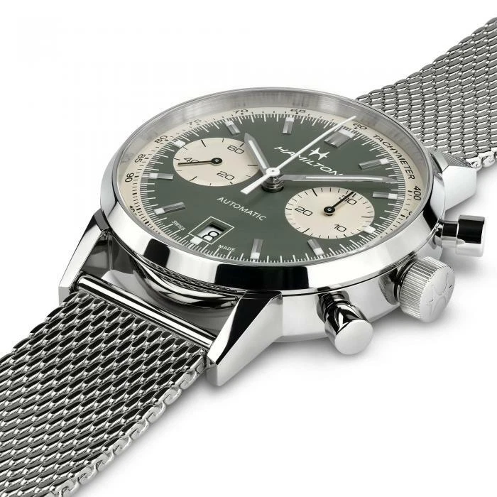 Hamilton American Classic Intra-Matic Auto Chrono Green Dial Men Watch H38416160