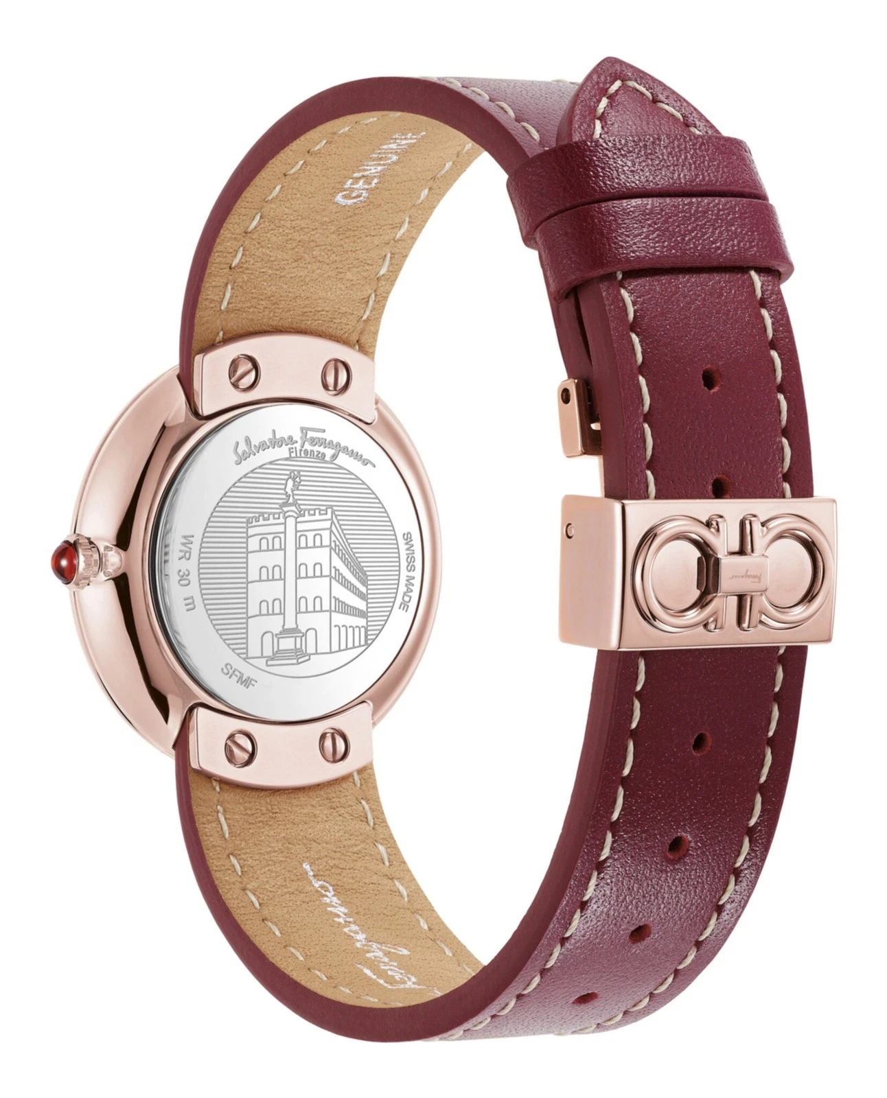 Ferragamo Womens Rose Gold 32mm Strap Fashion Watch