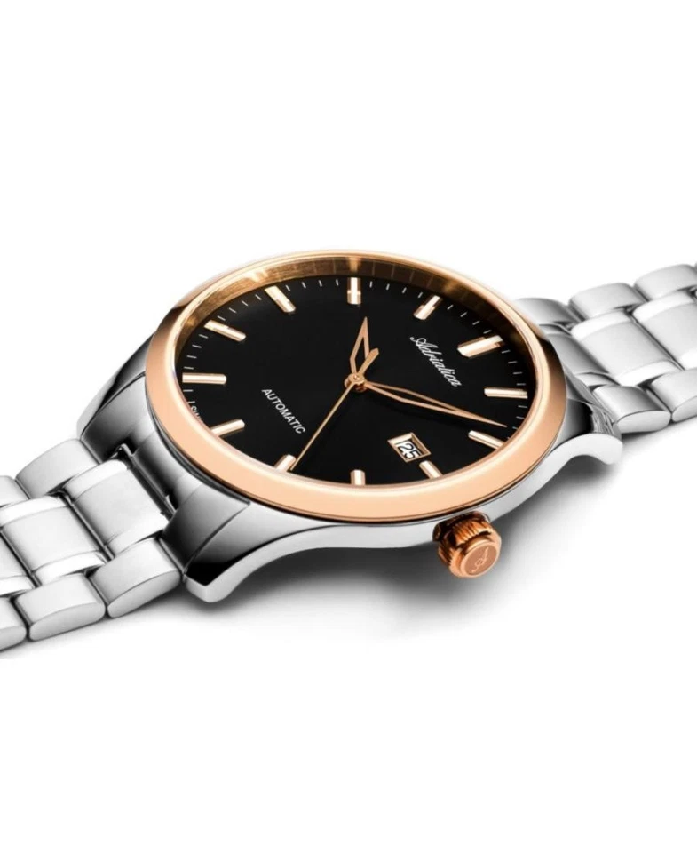 ADRIATICA Men Automatic Casual Watch Classic Dress Black Dial Waterproof Swiss