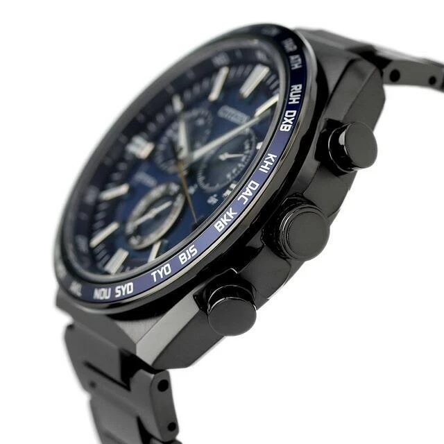 Citizen Attesa CB5967-66L Black x Blue Titanium Eco-Drive Atomic Watch Men JAPAN