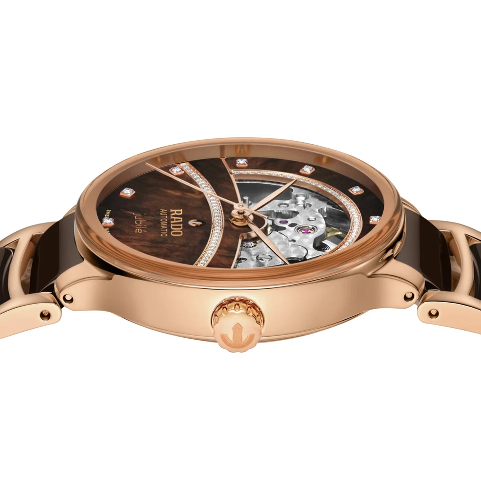 New Rado Centrix Automatic Diamonds OpenHeart Brown Dial Women's Watch R30029942