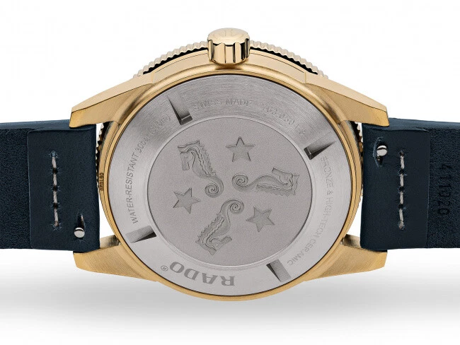 New Rado Captain Cook Auto Bronze Blue Dial Leather Band Men's Watch R32504205
