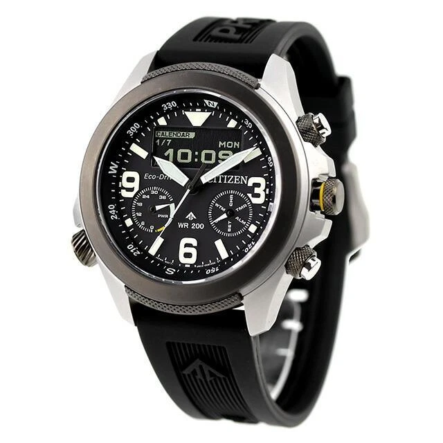 Citizen Promaster Land JV1007-07E World Time Analog Digital Eco-Drive Watch Men